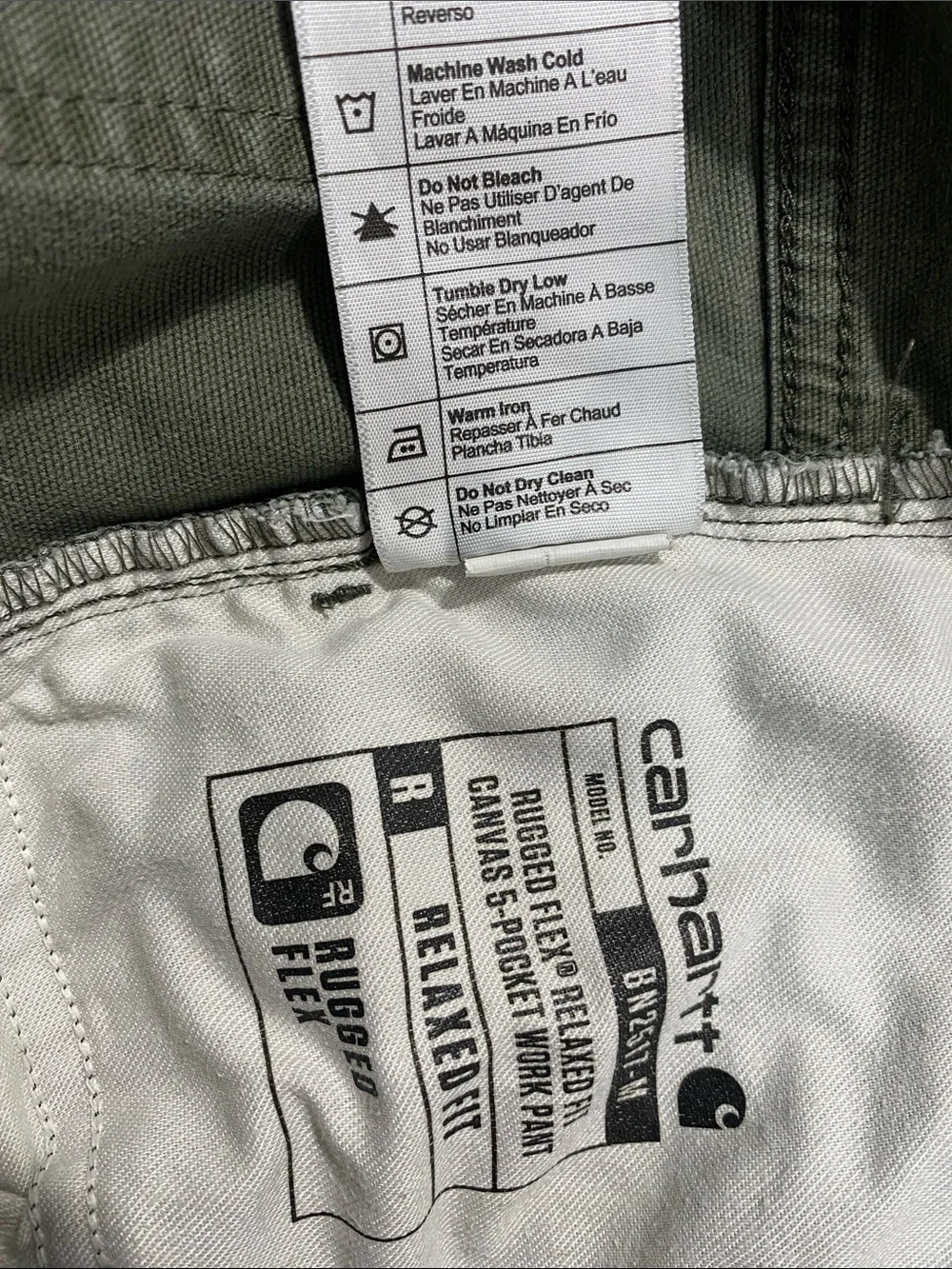 Carhartt Men's Olive Green Straight Fit Work Pants Size 36/34 straight cut relax